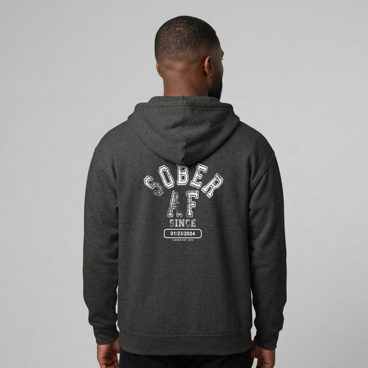 Recovery Zip Hoodie | Men's Sober AF Front & Back Print