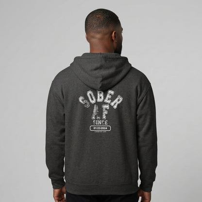 Recovery Zip Hoodie | Men's Sober AF Front & Back Print