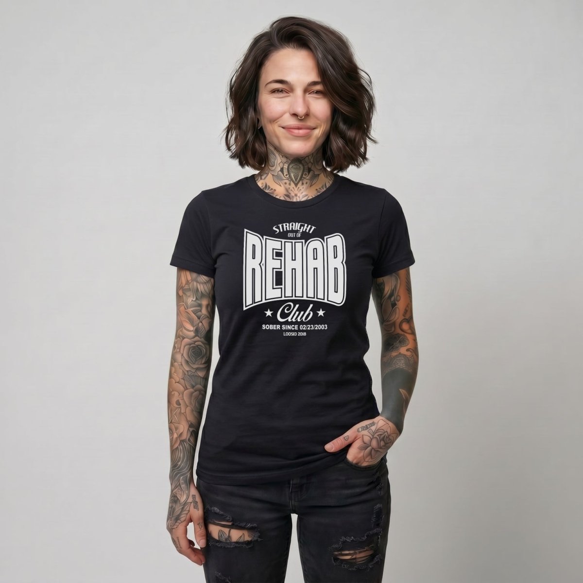 Rehab Sober T Shirt back view (view 7)