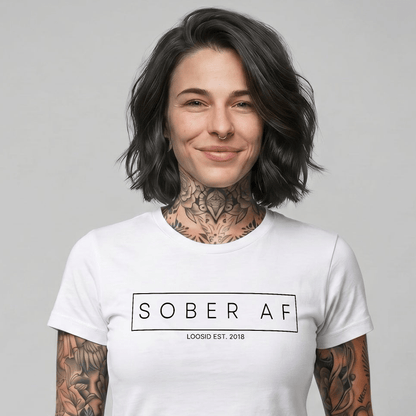 Sober AF Sober T Shirt close-up view (view 2)
