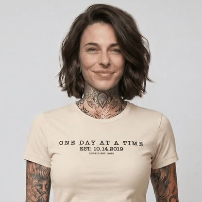 One Day At a Time Sober T Shirt lifestyle view (view 15)