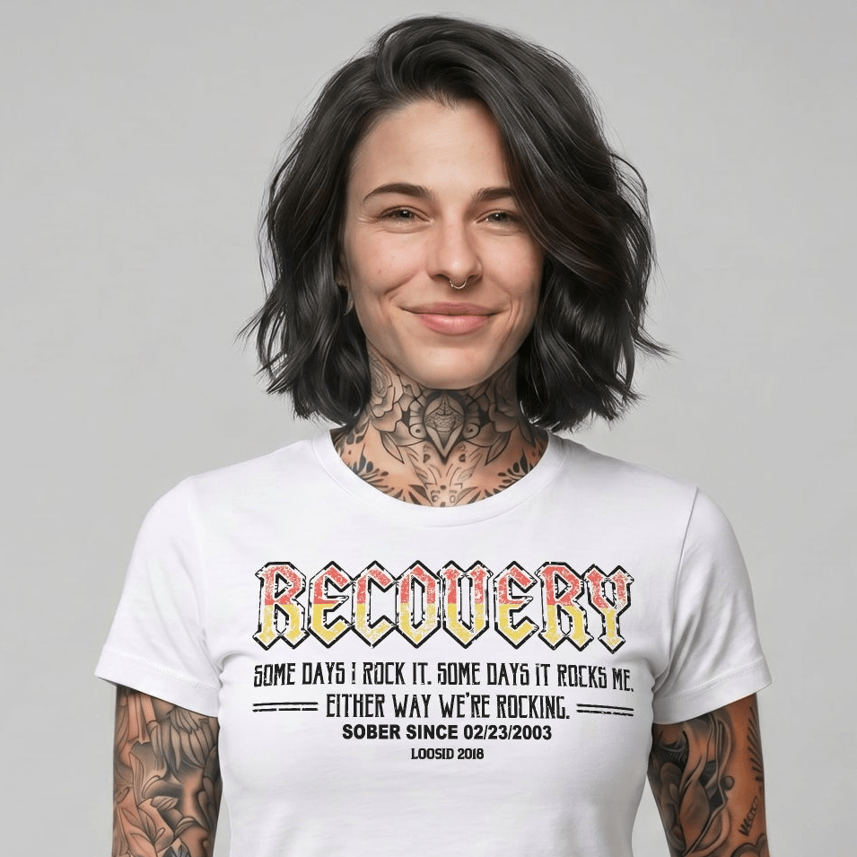 Recovery Rock Sober T Shirt product photo (view 10)