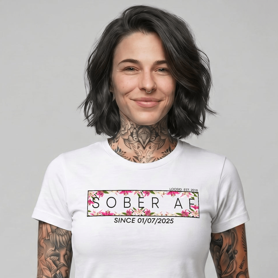 Sober AF Sober T Shirt close-up view (view 2)