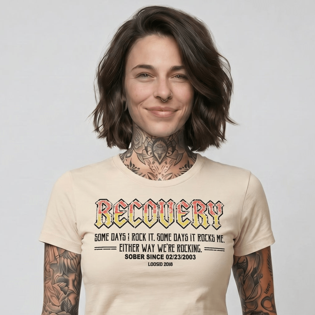 Recovery Rock Sober T Shirt lifestyle view (view 25)