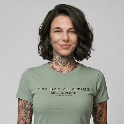 One Day At a Time Sober T Shirt graphic detail (view 24)