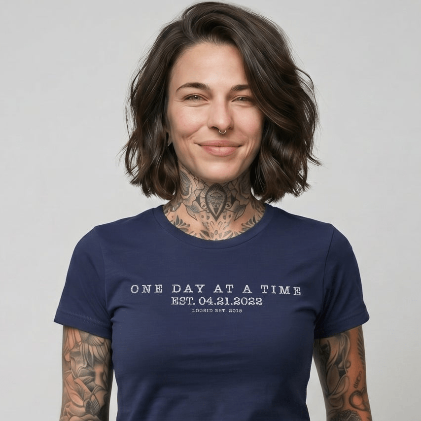 One Day At a Time Sober T Shirt fit detail (view 9)