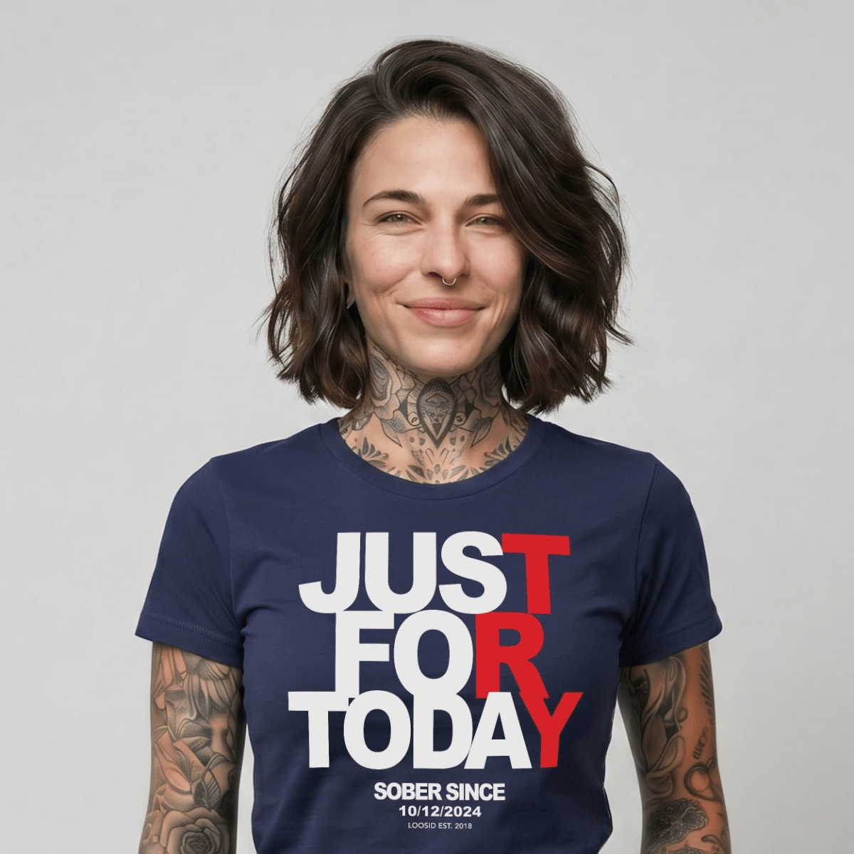 Just Try For Today T-shirt with Custom Sobriety Date