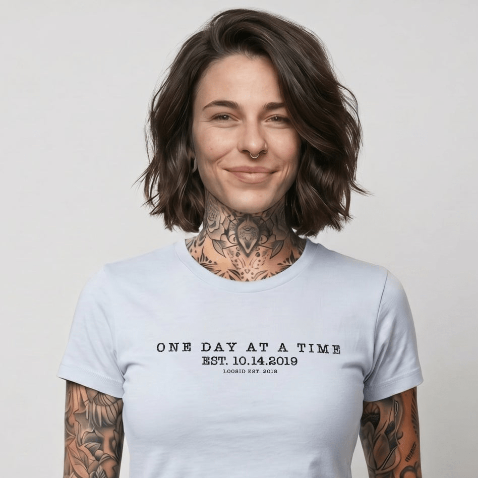 One Day At a Time Sober T Shirt close-up view (view 12)