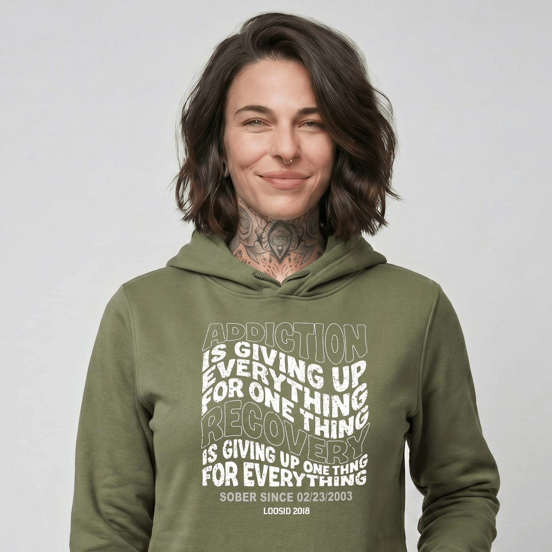 Addiction is Giving up Recovery Hoodie packaging detail (view 28)