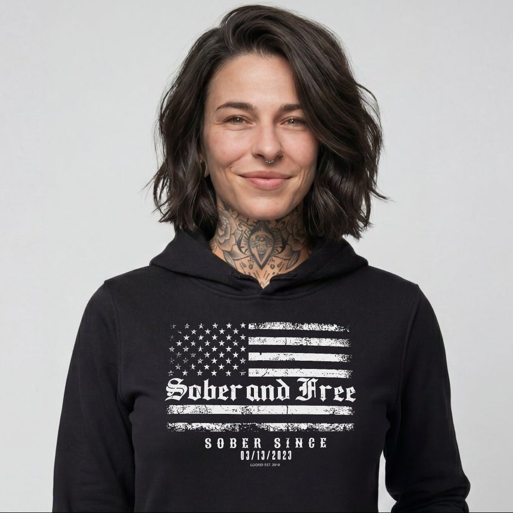 Recovery Hoodie | Sober and Free Custom Sobriety Date