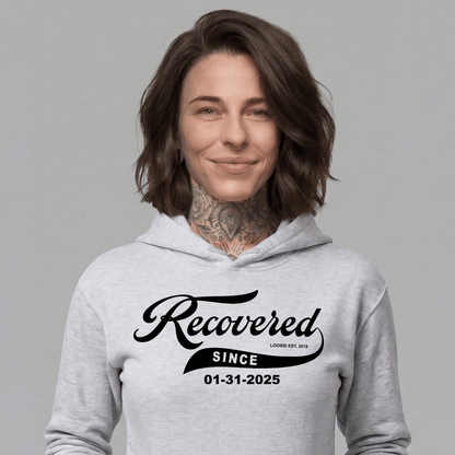 Recovered Since Recovery Hoodie close-up view (view 2)