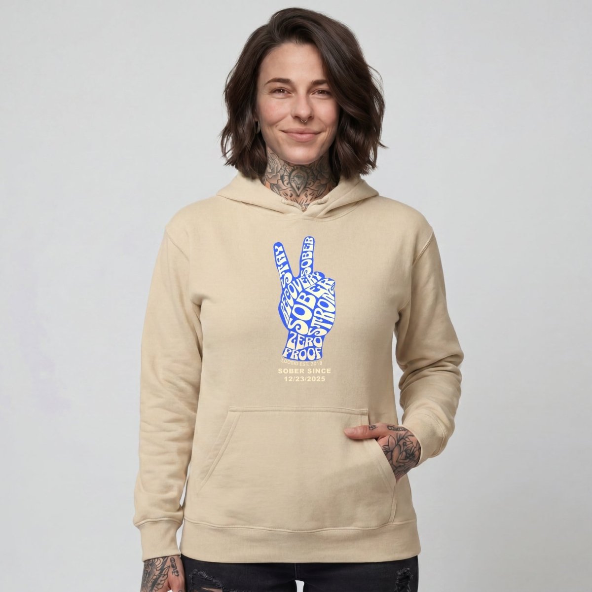 Peace & Sober Recovery Hoodie lifestyle view (view 25)
