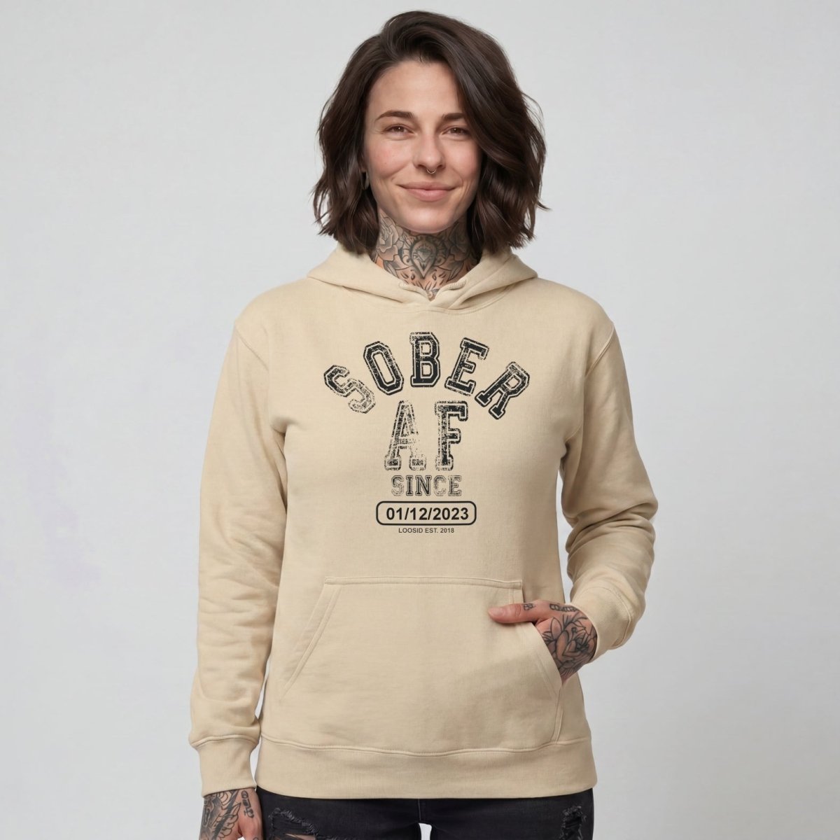 Sober AF Since Recovery Hoodie featuring the design (view 31)