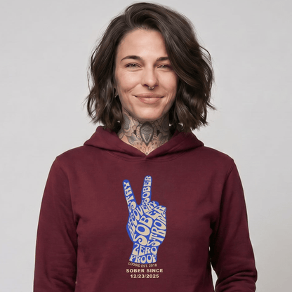 Peace & Sober Recovery Hoodie close-up view (view 12)