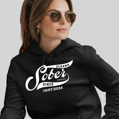 Sober Since Recovery Hoodie close-up view (view 2)