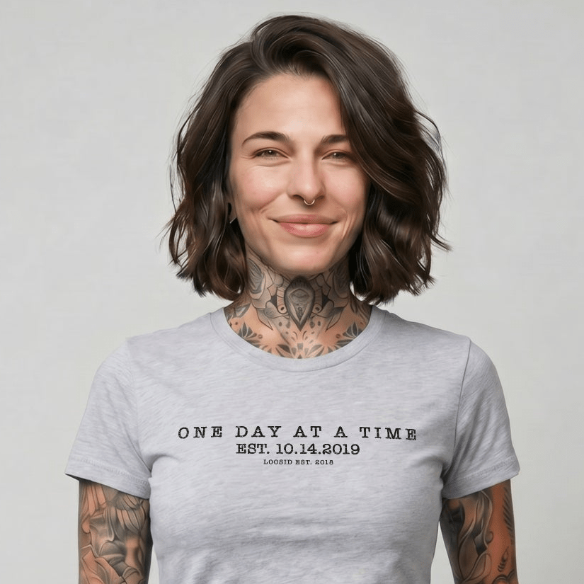 One Day At a Time Sober T Shirt packaging detail (view 18)
