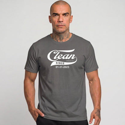 Clean Since Tee with Personalized Sobriety Date | Sober T Shirt