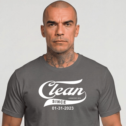 Clean Since Tee with Personalized Sobriety Date | Sober T Shirt