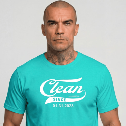 Clean Since Tee with Personalized Sobriety Date | Sober T Shirt