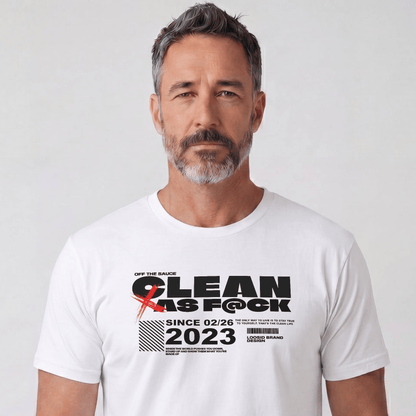 Clean As F*ck Since Sober T-Shirt | Personalized Recovery Year Men's Sobriety Tee