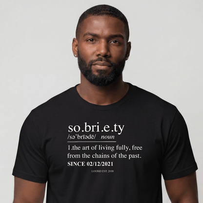 Sober T Shirt | Sobriety Definition Men's Graphic Tee for Recovery