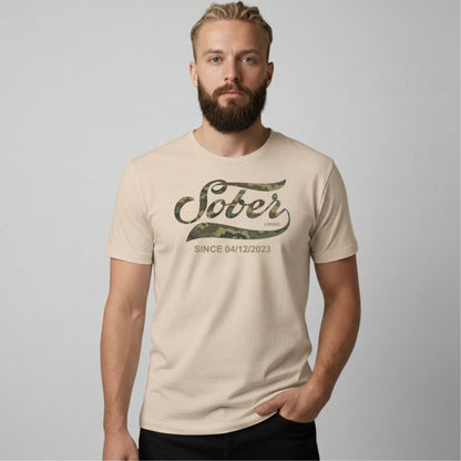 Sober T Shirt | Sober Since Camo Tee with Personalized Date