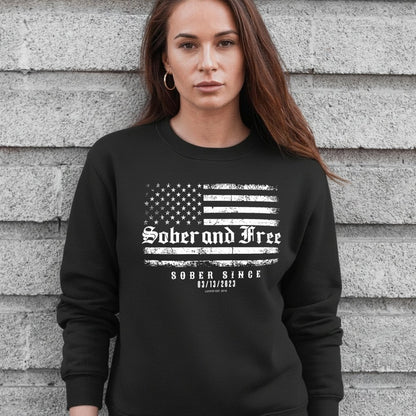 Sober and Free Sobriety Recovery Hoodie close-up view (view 2)