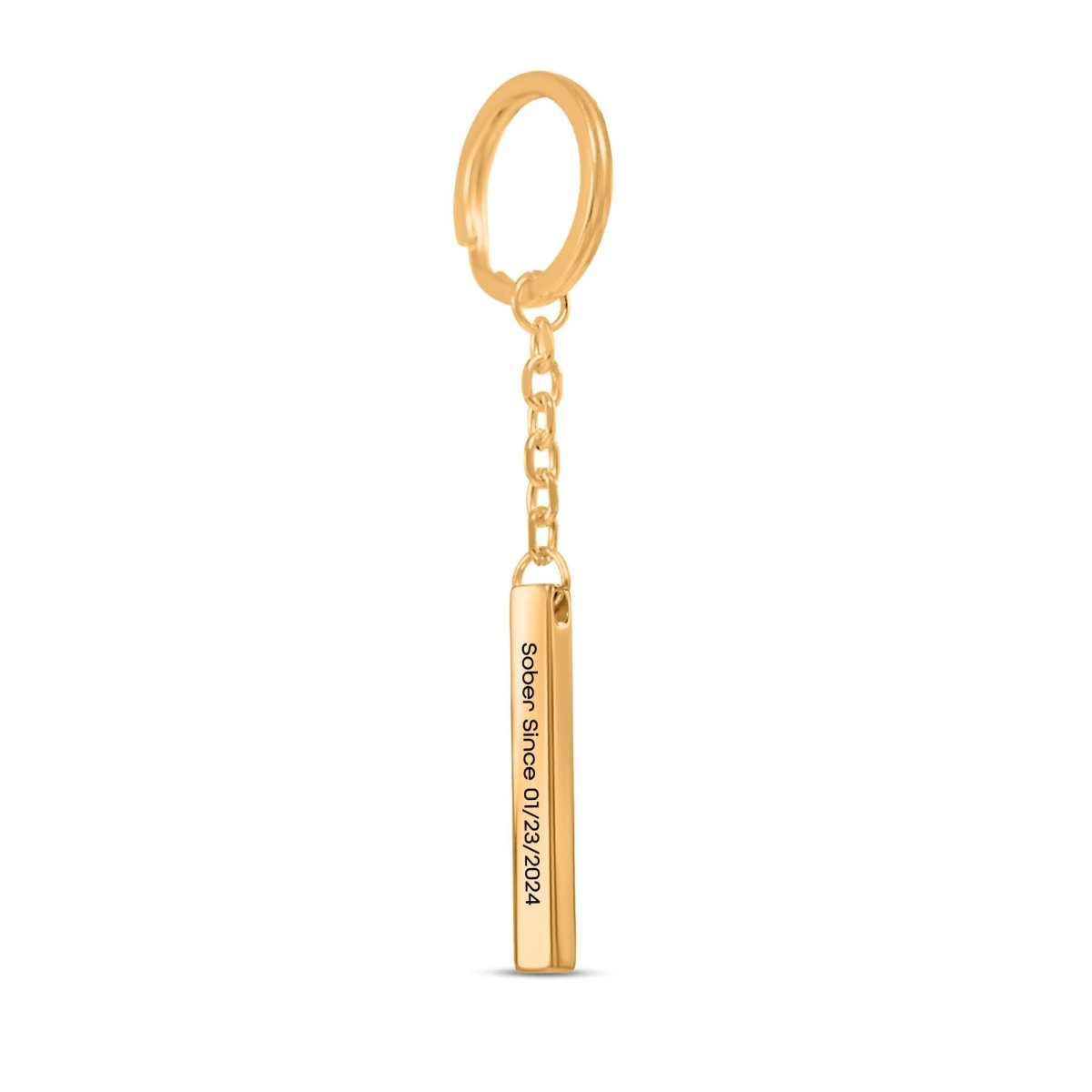 Sober Since 3D Bar Keychain w Personalized Sober Date and Message Sobriety Gift packaging detail (view 8)