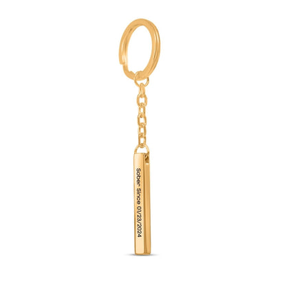 Sober Since 3D Bar Keychain w Personalized Sober Date and Message Sobriety Gift packaging detail (view 8)