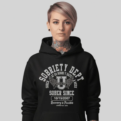 Recovery Hoodie | Sobriety Dept Unisex Hoodie with Custom Sobriety Date