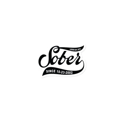 Loosid Sober Since recovery gift magnet on white background with custom sober date in retro script