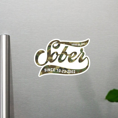 Loosid Sobriety Gift Magnet Gold Script Sober Magnet featuring the design