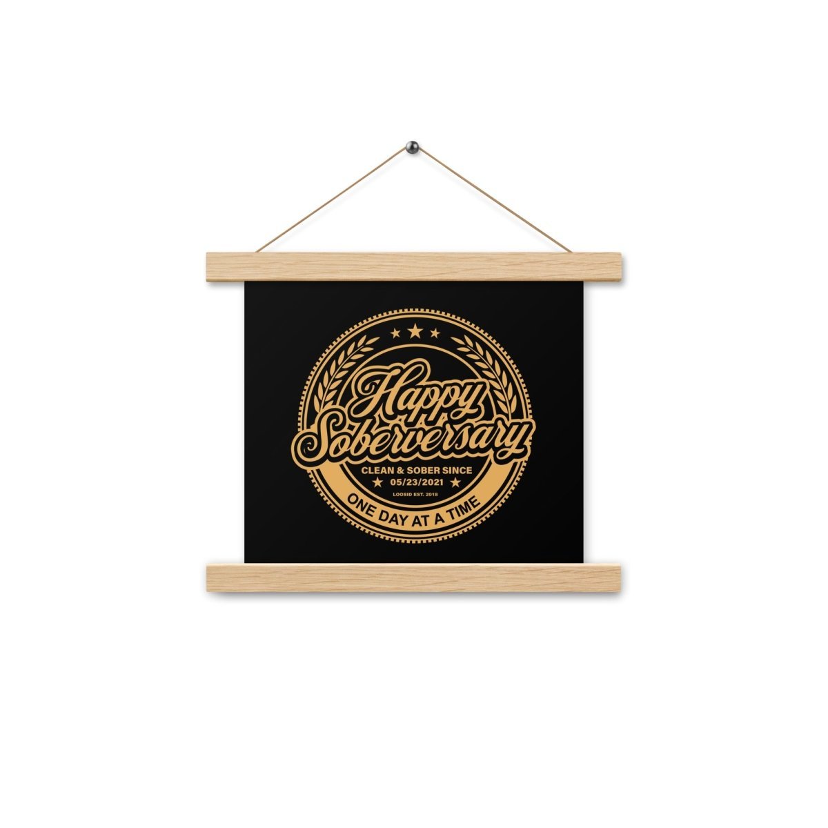 Black Happy Soberversary Poster with Hanger