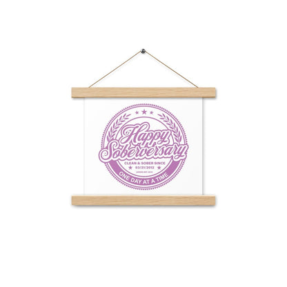 Loosid Pink Happy Soberversary Poster with Hanger Sobriety Art featuring the design