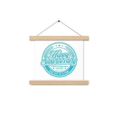 Loosid Blue Happy Soberversary Poster with Hanger Sobriety Art featuring the design