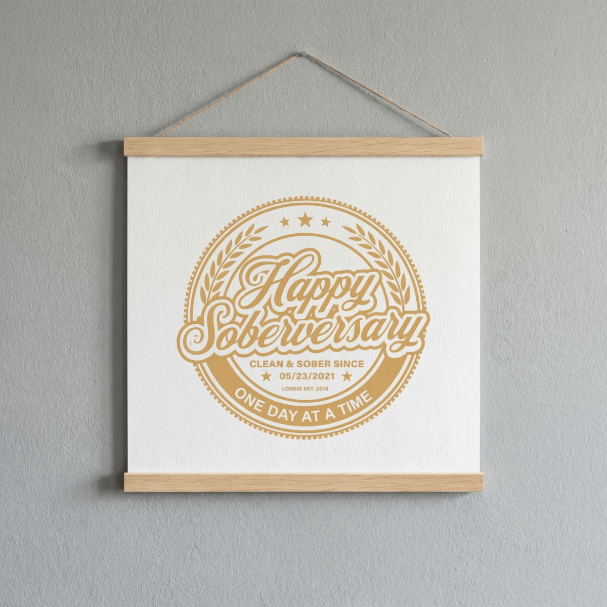 White  Happy Soberversary Poster with Hanger