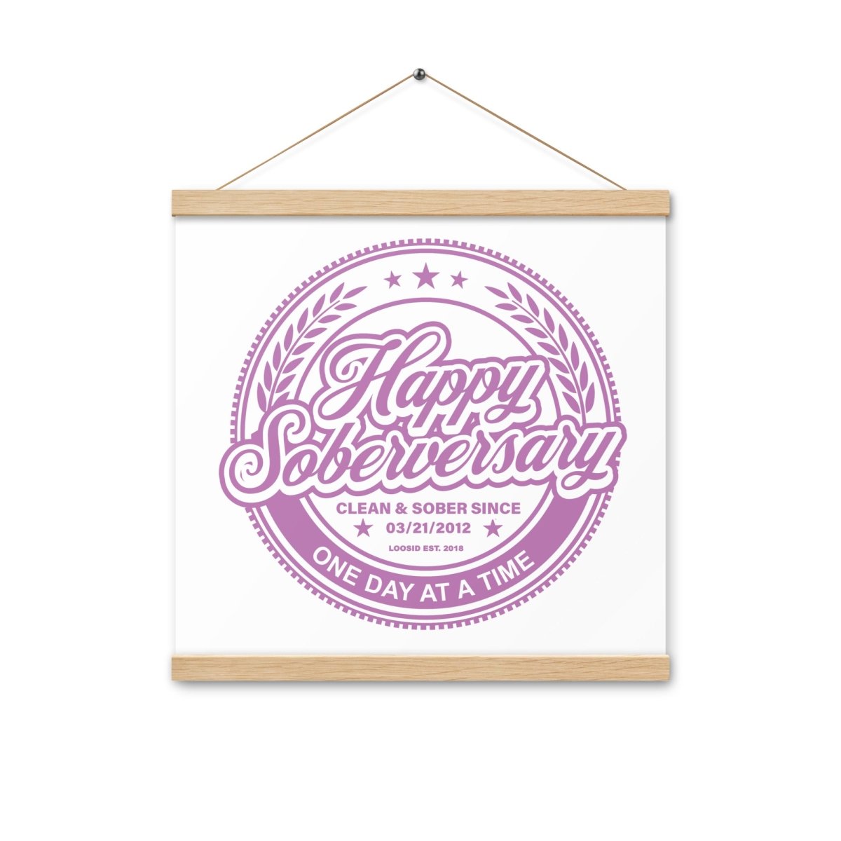 Pink Happy Soberversary Poster with Hanger Sobriety Art graphic detail (view 4)
