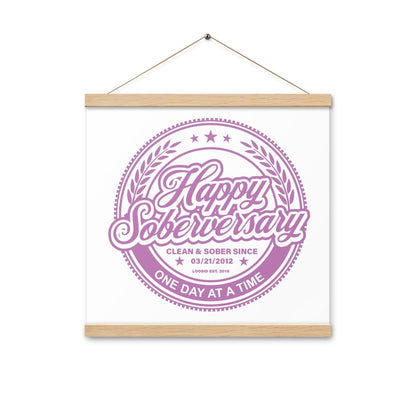 Pink Happy Soberversary Poster with Hanger Sobriety Art graphic detail (view 4)