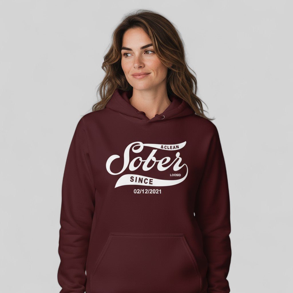 Recovery Hoodie | Women's Sober Since Hoodie with Custom Sober Date