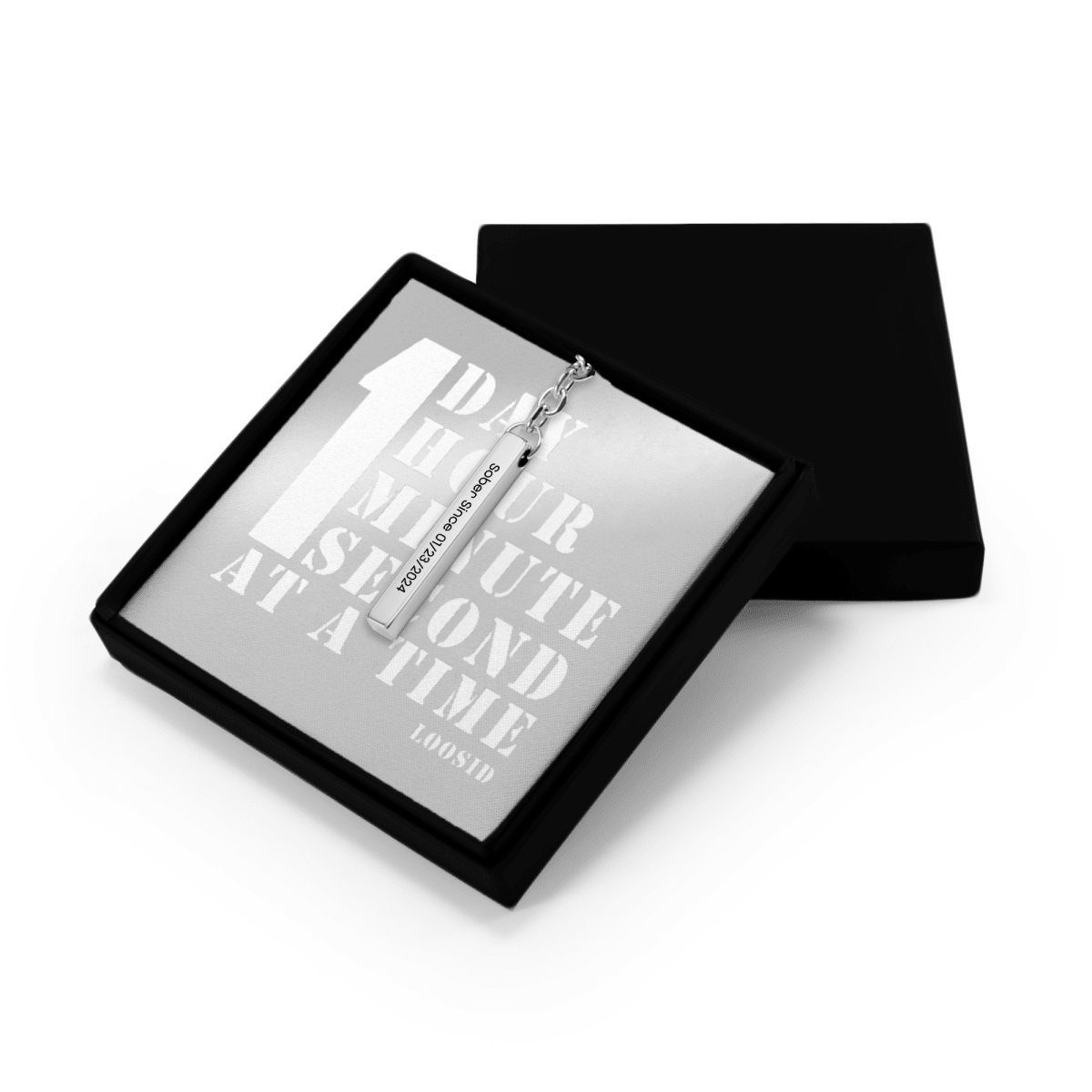 Sober Since 3D Bar Keychain w Personalized Sober Date and Message Sobriety Gift product photo (view 10)
