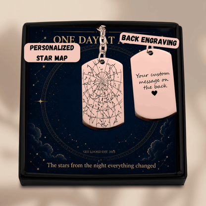 Sober Dog Tag Keychain —w/ Sober Date Custom Star Map