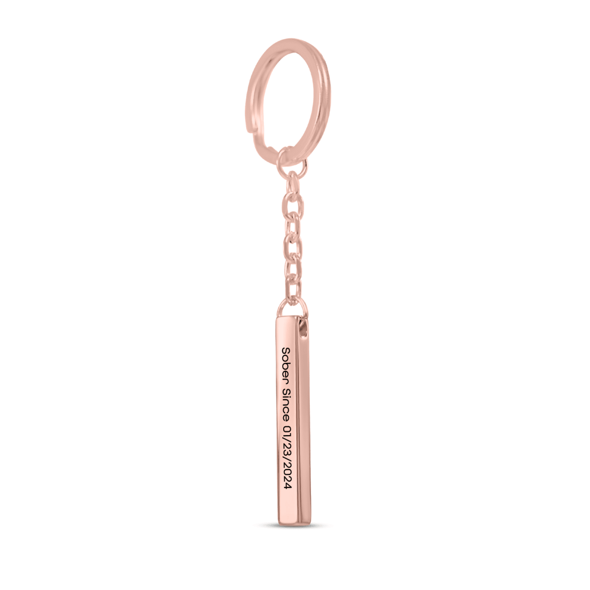 Sober Since 3D Bar Keychain w Personalized Sober Date and Message Sobriety Gift packaging detail (view 18)