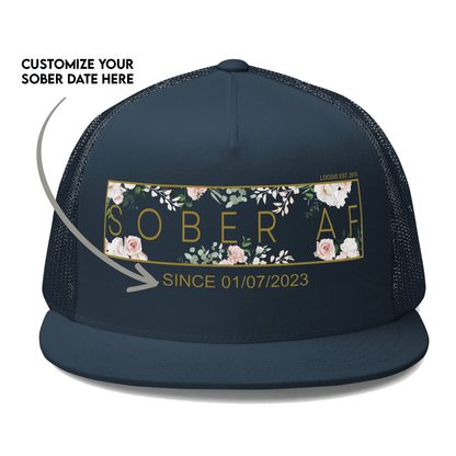 Personalized Sobriety Hat featuring bold text and stylish design