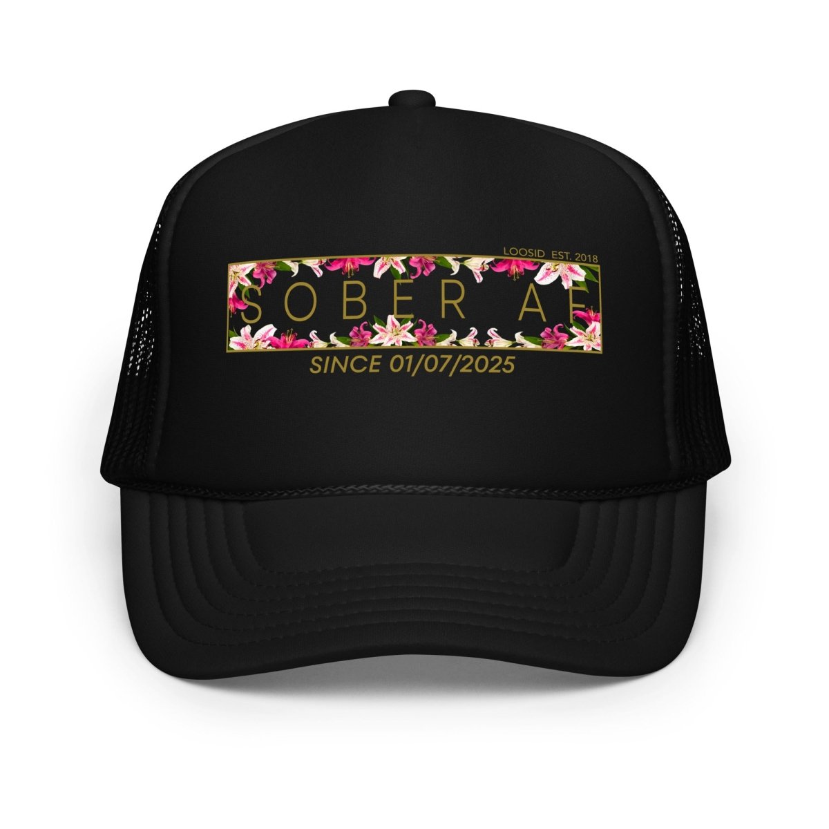 Women's Sober AF Lily Trucker Hat w/ Personalized Sobriety Date