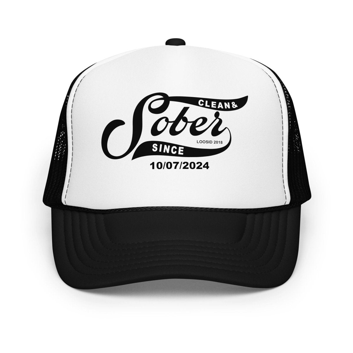 Sober Since Snapback Trucker Hat w/ Personalized Sobriety Date