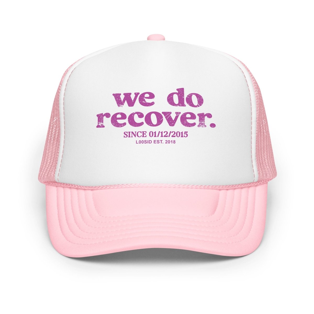 Women's We Do Recover Trucker Hat w/ Personalized Sobriety Date