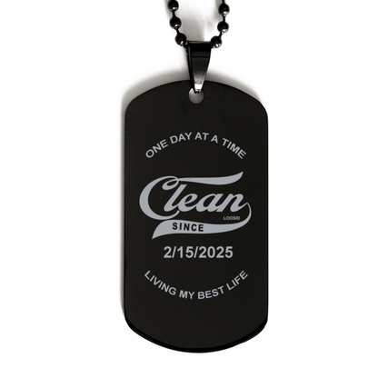 Sober Jewelry | Engraved Dog Tag with Personalized 'Clean Since' Date