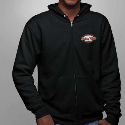 Sober Club Badge Unisex Zip Hoodie Front and Back Print  Hoodie with Custom Sobriety Date (Front & Back)