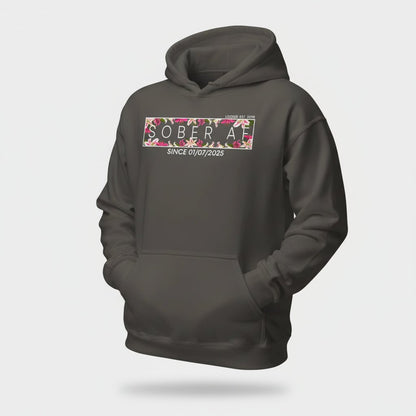 Recovery Hoodie | Women’s Sober AF Hoodie with Custom Date