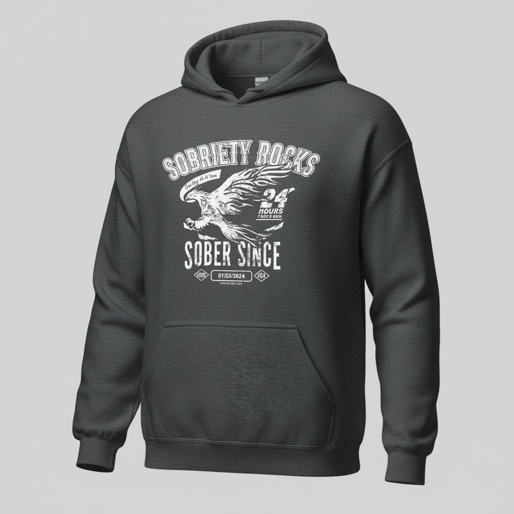 Sobriety Rocks | Women's Sober Since Hoodie with Custom Sobriety Date